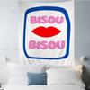 Maximalist Eclectic Pink French Quotes Bisou Chart Tapestry Art Science Fiction Room Home Decor Cheap Hippie Wall Hanging