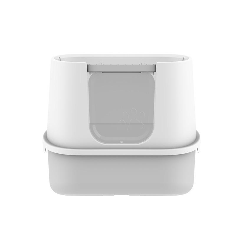 Очень большой, полностью закрытый, легкоочищаемый кошачий туалет с дезодорирующими и съемными функциями, в комплект входит совок для мусора