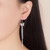 Elegant Silver-Plated Earrings for Women Hanging Earrings Mid-Length Korean Style Fashion Butterfly Tassel Cute Earrings