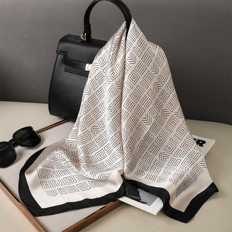 Роскошный брендовый квадратный шелковый шарф женский ободок для волос с принтом маленькие атласные шали платки женские повязки на голову бандана