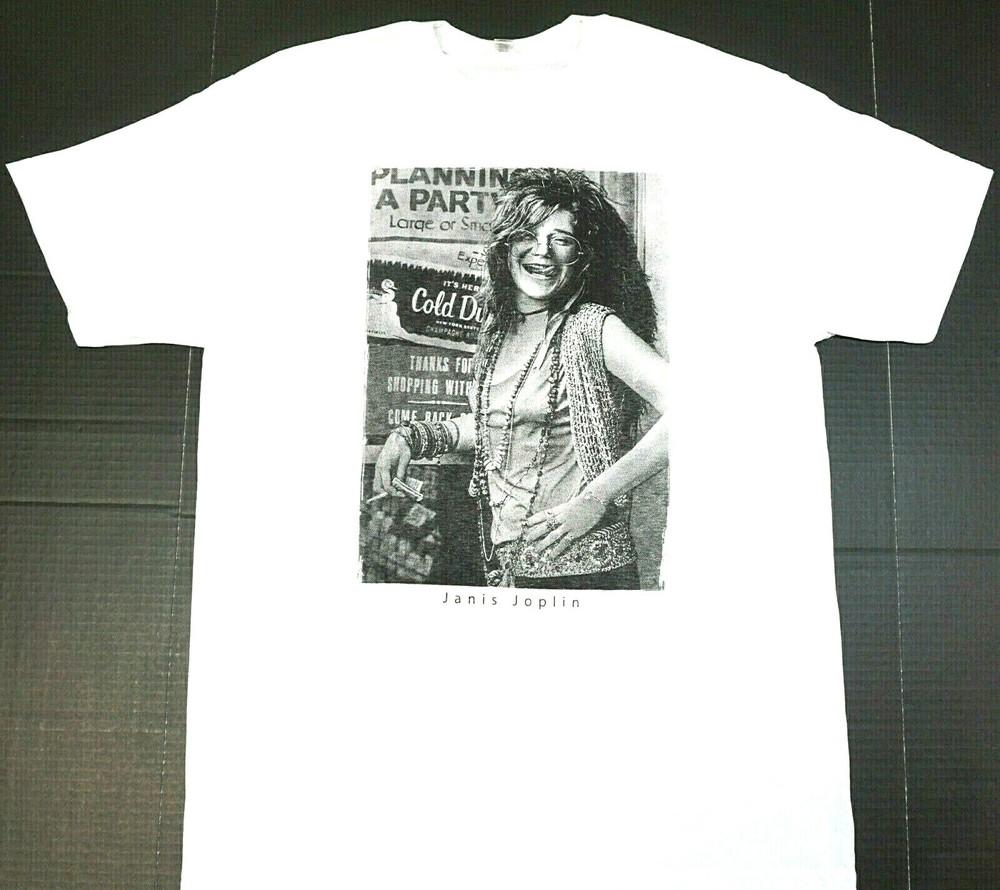 JANIS JOPLIN T-shirt 100% Cotton Mens Tee White New Unisex T-Shirt