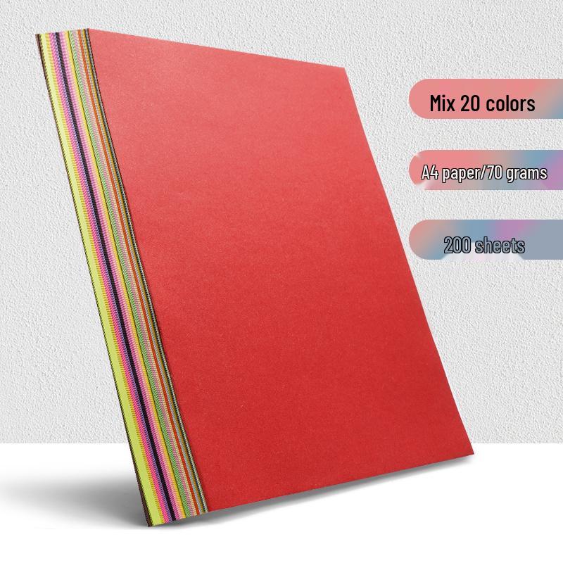 Children's Origami Colored A4 Paper, 80g, 100 Sheets - Red & Yellow