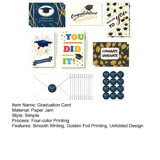 12 шт./компл. выпускные открытки с конвертами, блестящая кепка для выпускного, печать заготовок внутри поздравительных открыток, принадлежности для школьных вечеринок