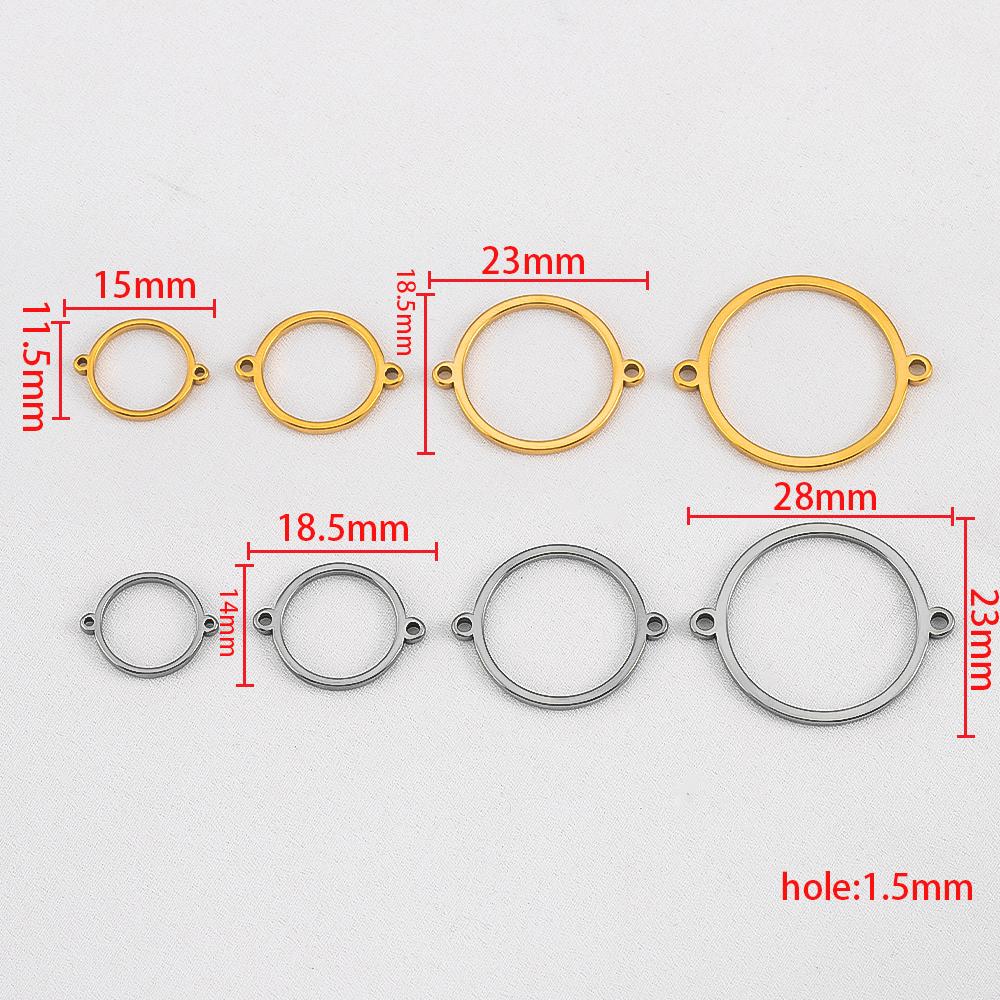 10Pcs 20Pcs Stainless Steel Hollow Double Hole Circle Charms Pendant Bracelet Cabochon Tray Bezel Blank Settings Jewelry Making