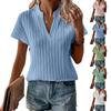 Женская однотонная футболка с V-образным вырезом и полосками, повседневная, с коротким рукавом