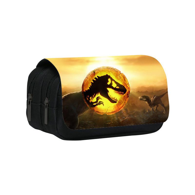 Jurassic World Dinosaur Pattern Double Layer Student Stationery Storage Bag For School And Work