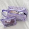 Flocking Mesh Love Makeup Bag Student Multi-functional Portable Breathable Transparent Visual Storage Bag Taro Bag