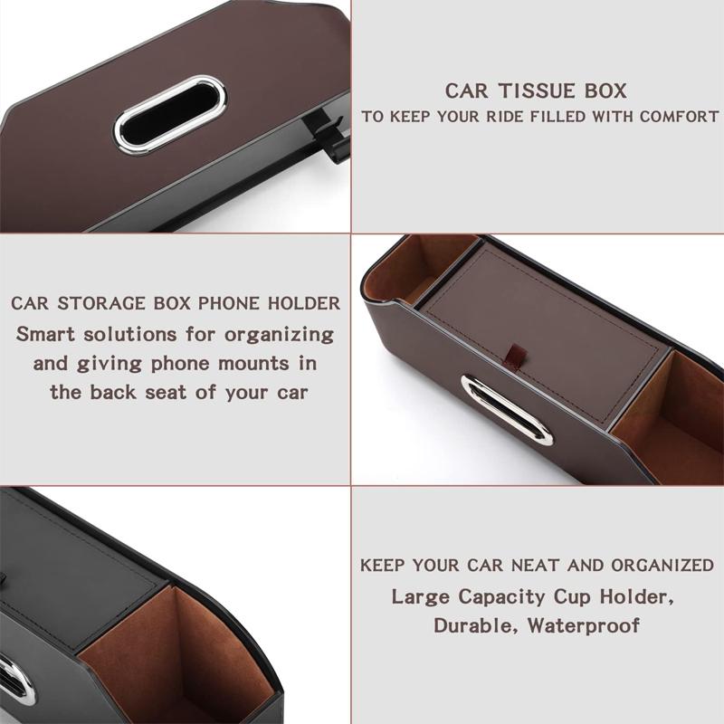 Автомобильный многофункциональный кожаный ящик для хранения салфеток под сиденьем автомобиля, бумажный пакет на заднем сиденье, держатель для стакана с водой, подвесной крючок, органайзер