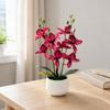 Silk Petals Artificial Orchid Flower With Flowerpot Simulated Orchid Plant  Desktop Ornament