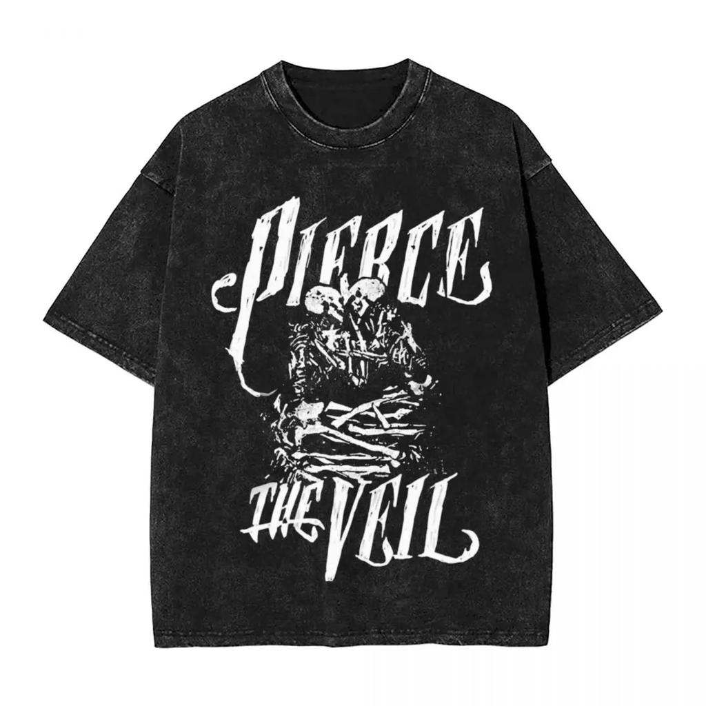 Стирка Т-shirt Pierce The Veil 2026 Tour Уличная одежда Винтажная футболка Рок-группа Футболки для Мужчин Женщин Короткий Рукав Харадзюку С принтом