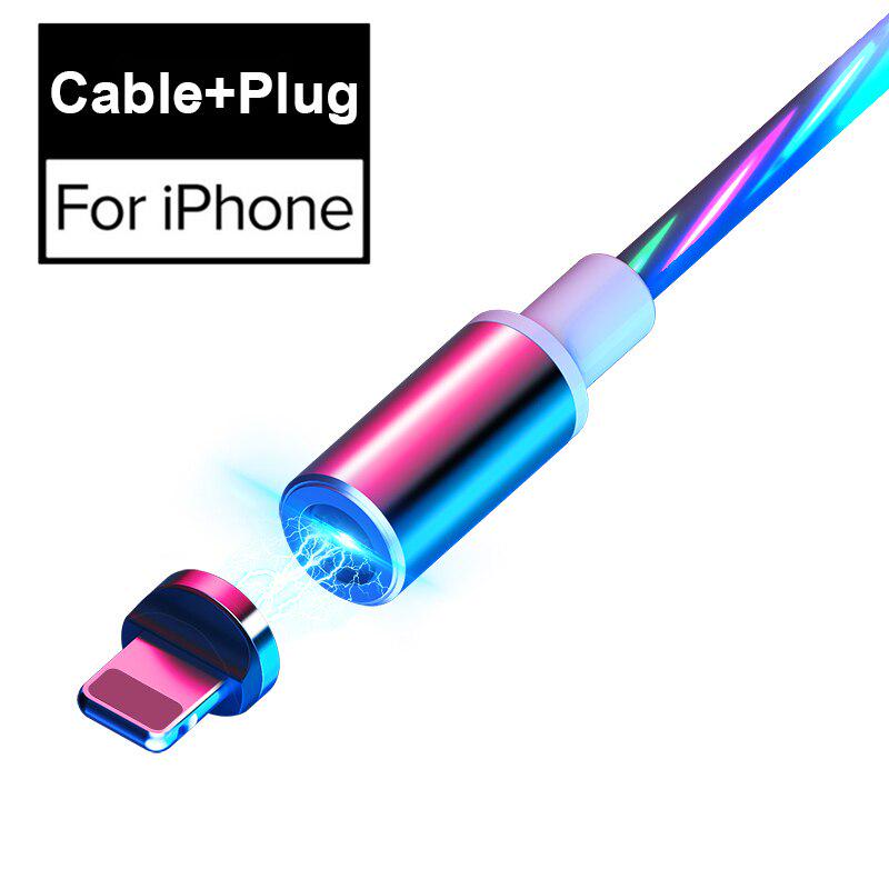 Магнитный светящийся светодиодный кабель USB C Micro USB для Samsung Type C Зарядный провод 1M Магнитное зарядное устройство Type C Кабели Шнур