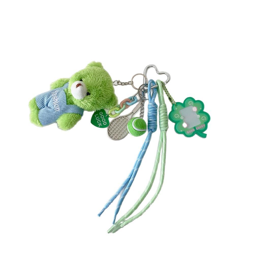 Acrylic Photocard Holder Kawaii Cute Bear Keychain Key Buckle Charm Adorable Plush Doll Pendant For Backpack Gifts Anime Lover
