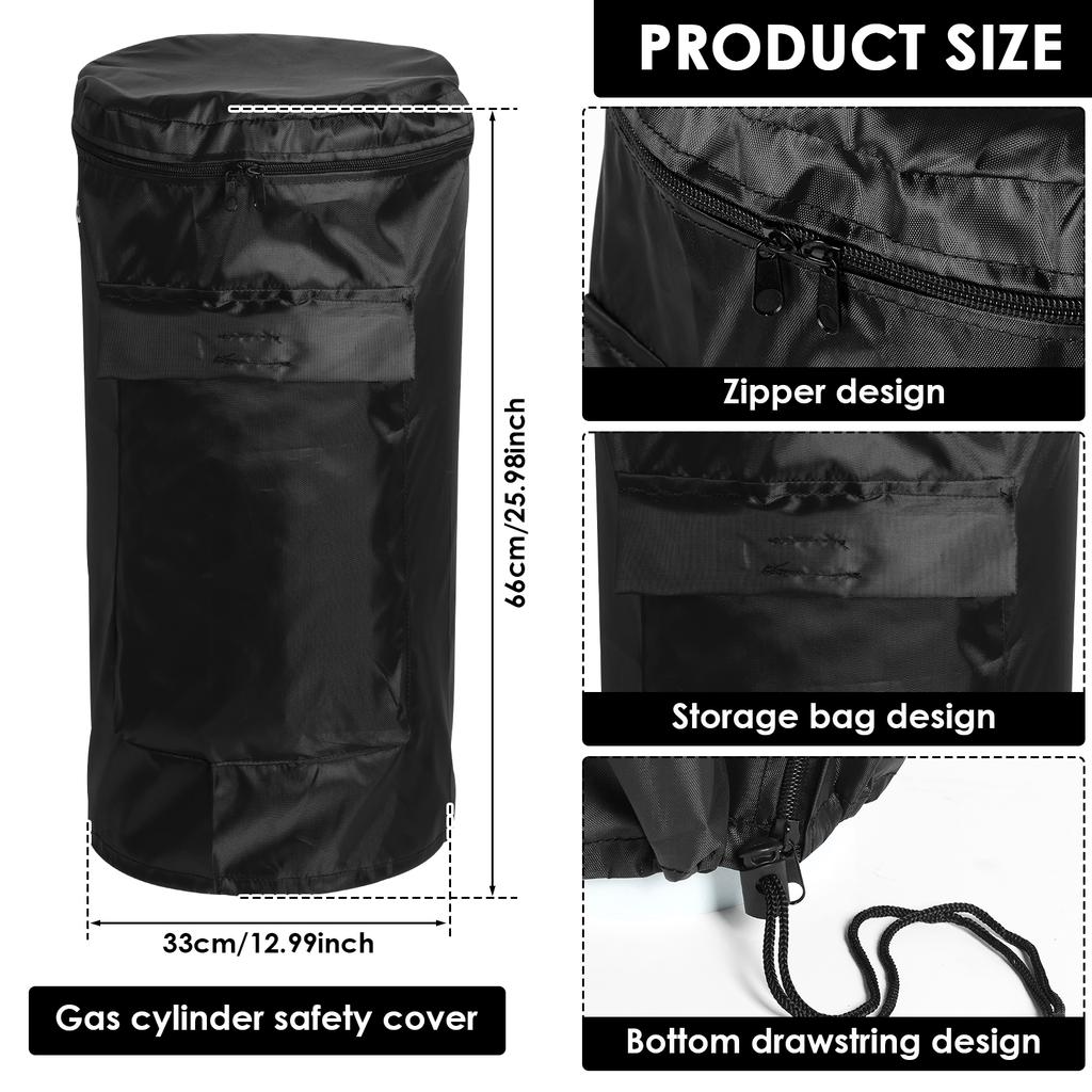 1 Pc Oxford Cloth Propane Gas Cylinder Cover Waterproof Gas Bottle Full Cover with 2 Ventilation Ring Two Way Zipper for Outdoor