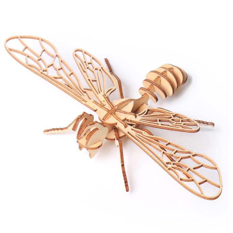 Children's DIY Wooden Puzzle Three-Dimensional 3D Hand Assembled Insect Model Brain Game Toys for Kids Gift