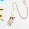 Owl Necklace Sweater Chain Faux Opal Rhinestone Decor Alloy Clothes Jewelry Dating Prom Party Garment Decoration Necklace