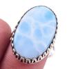 Natural Republic Larimar Gemstone 925 Solid Sterling Silver Gift Ring S.7 R9q68