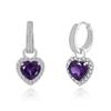 Уникальные серьги-сердечки из натурального африканского аметиста с двумя вариантами ношения. Великолепный женский подарок на годовщину и день рождения из стерлингового серебра 925 пробы.