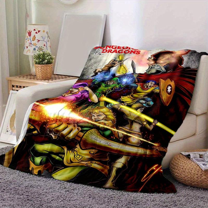 1pc Dungeons & Dragons: A Magical Home Decor Gift, Cozy Flannel Blanket for Bedroom, Living Room, Travel, Camping, Car, Beach, Office Naps, Perfect as