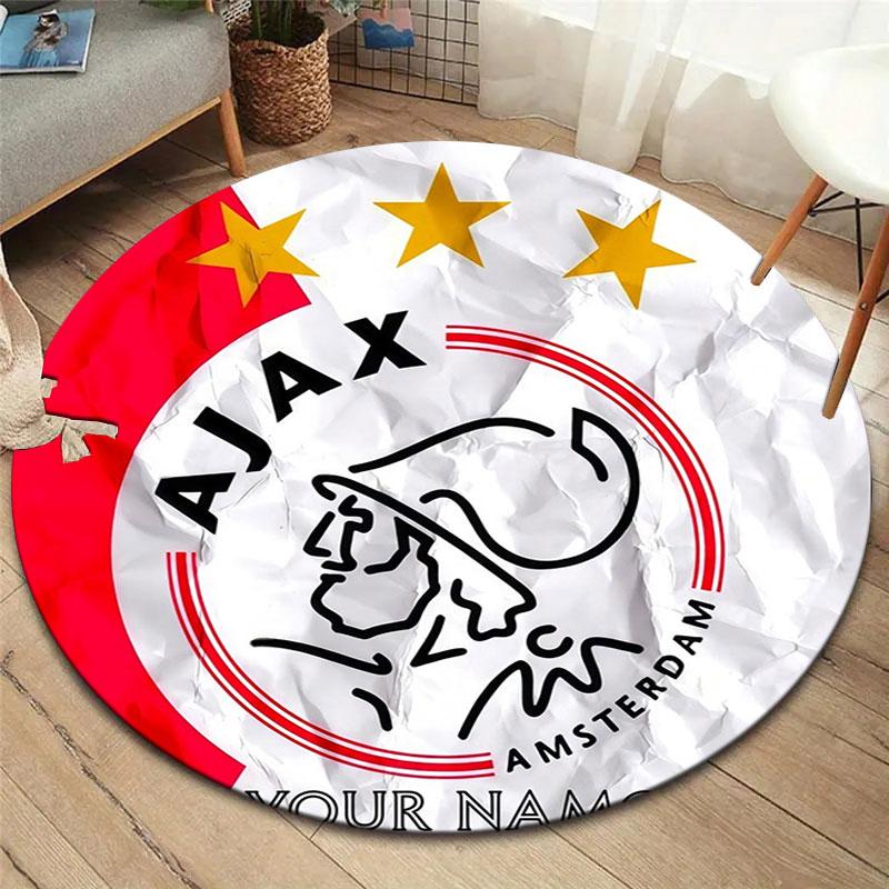 AFC Ajax Custom Name Round Area Rug,Carpet Rug for Living Room Bedroom Sofa Playroom Decor,Non-slip Floor Mat