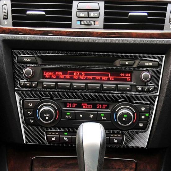 Carbon Fiber Central Console CD&AC Cover Trim For BMW 3 Series E90 E92 2005-2012