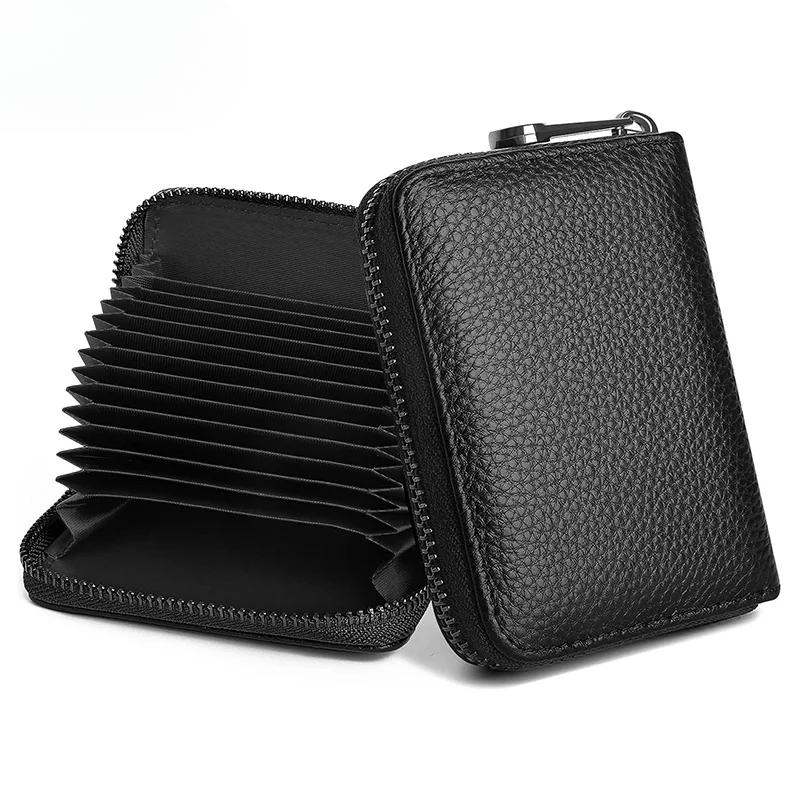 Кошелек из натуральной кожи с 14 отделениями для кредитных карт и застежкой-молнией, подходит для женщин и мужчин, аккордеонный Wwallet