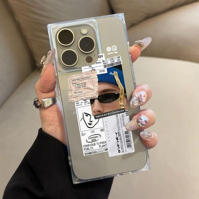Прозрачный квадратный чехол-трубка для защиты iPhone 14 Pro Max 12 16 ProMax 15 Plus 13 11, защита от окисления, мужской узор