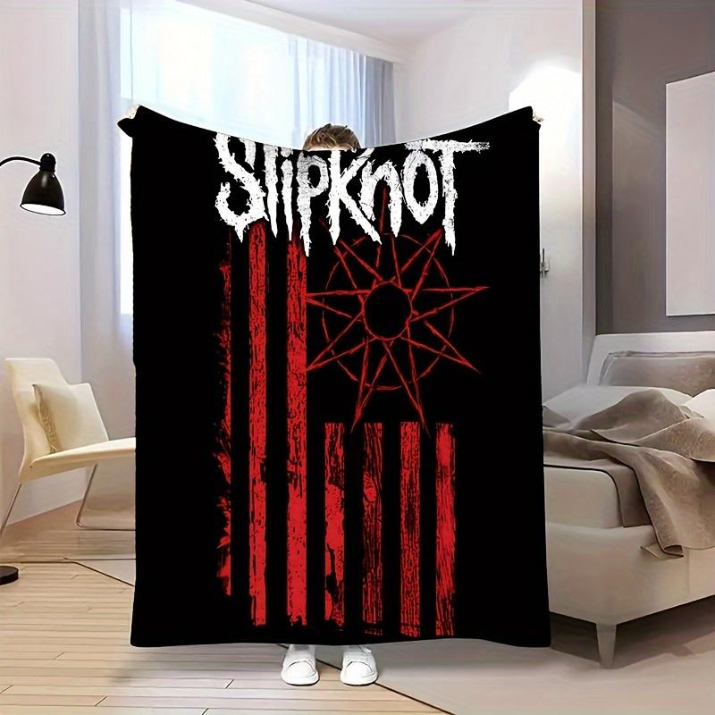 Плед Slipknot Band с красной полосой - Устойчивый к пятнам и разрывам, Всесезонный, Машинная стирка - Для спальни, дивана, кемпинга