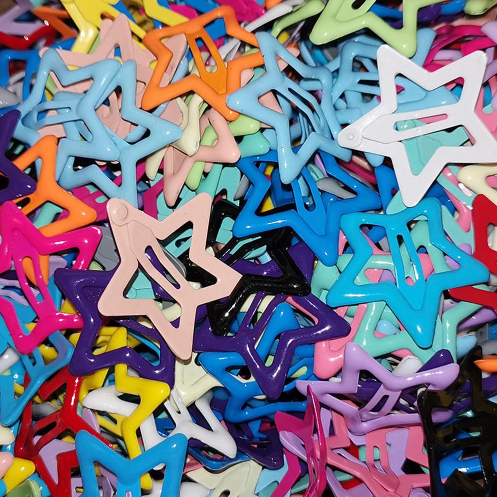 Красочные Кавайные Заколки-Звездочки Сладкие Девочки BB Однотонные Заколки-Звездочки Металлическая Заколка-Автомат Головной Убор Украшения для Волос Подарки