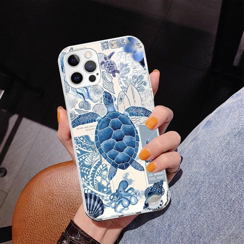 Чехол для телефона Ocean Starfish Sea Turtle Shark для iPhone 17 Air 16 Pro Max 16E 15 + 14 Plus 11 12 13 Mini 7 8 SE Подарок Печатная Крышка F