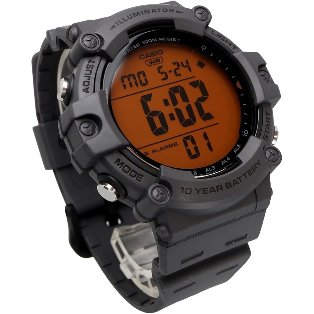 Casio AE-1500WHC-8AV Men's Standard Digital Watch Dark Gray Orange LCD Imported Model