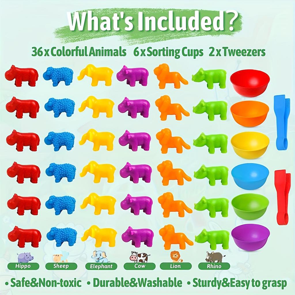 Children's Early Childhood Education Preschool Multi-category Educational Soft Gel Simulation Animal Counting And Classification Clip Toys