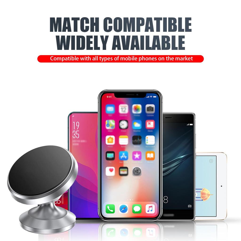 Magnetic car phone holder with GPS support for iPhone 14/13/12 Pro, Xiaomi, Huawei, Samsung, OnePlus and all smartphones.