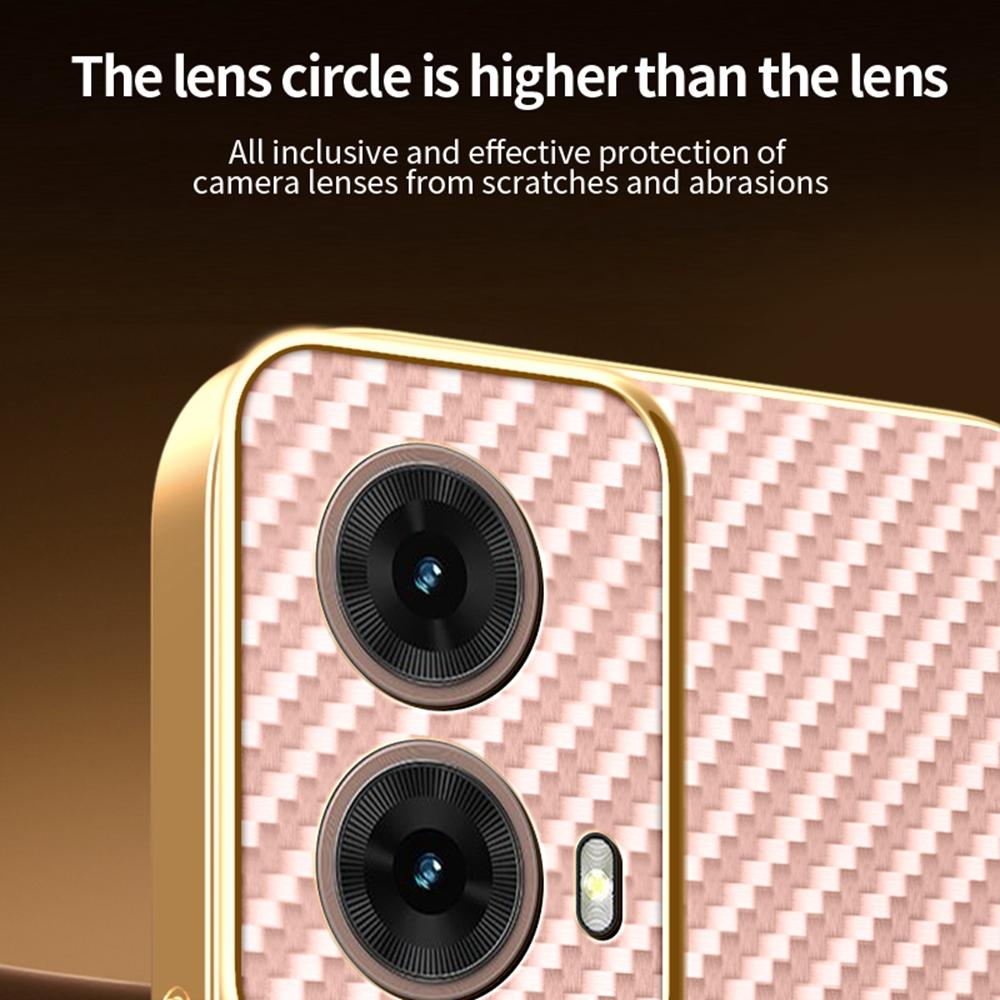 For Motorola Moto G84 5G Phone Case Carbon Fiber Textured Electroplated TPU Back Cover