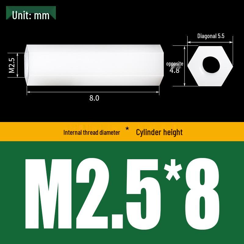 Черный нейлоновый двойной стойка-спейсер M2.5 для печатных плат