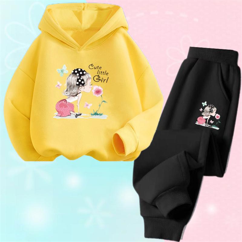 2025 Autumn Korean Girl Clothing Kawaii Kids Clothes Cute Children's Hoodies and Sweatpant 2pcs Set