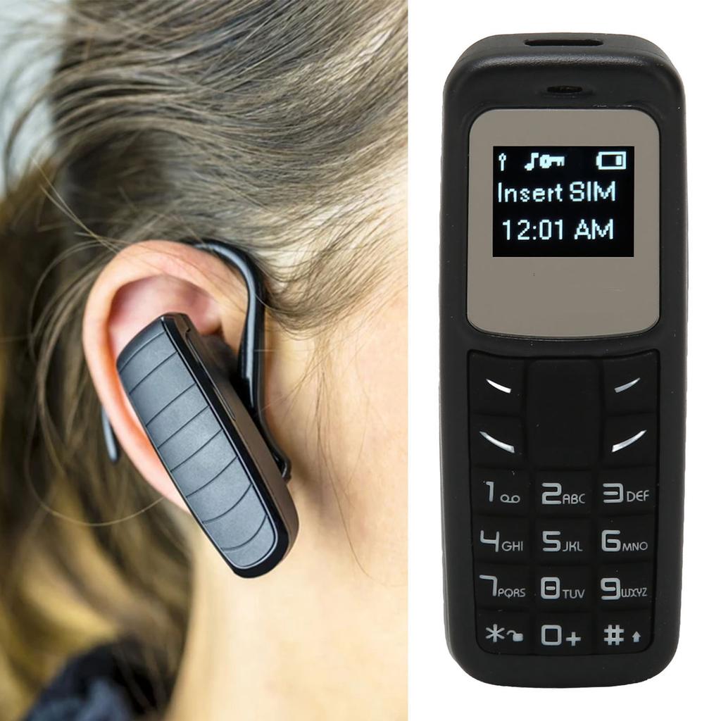 Mobile Cell Phone Small Mobile Phone Headset Dialer with Ear Hook Support SIM 0.66inch