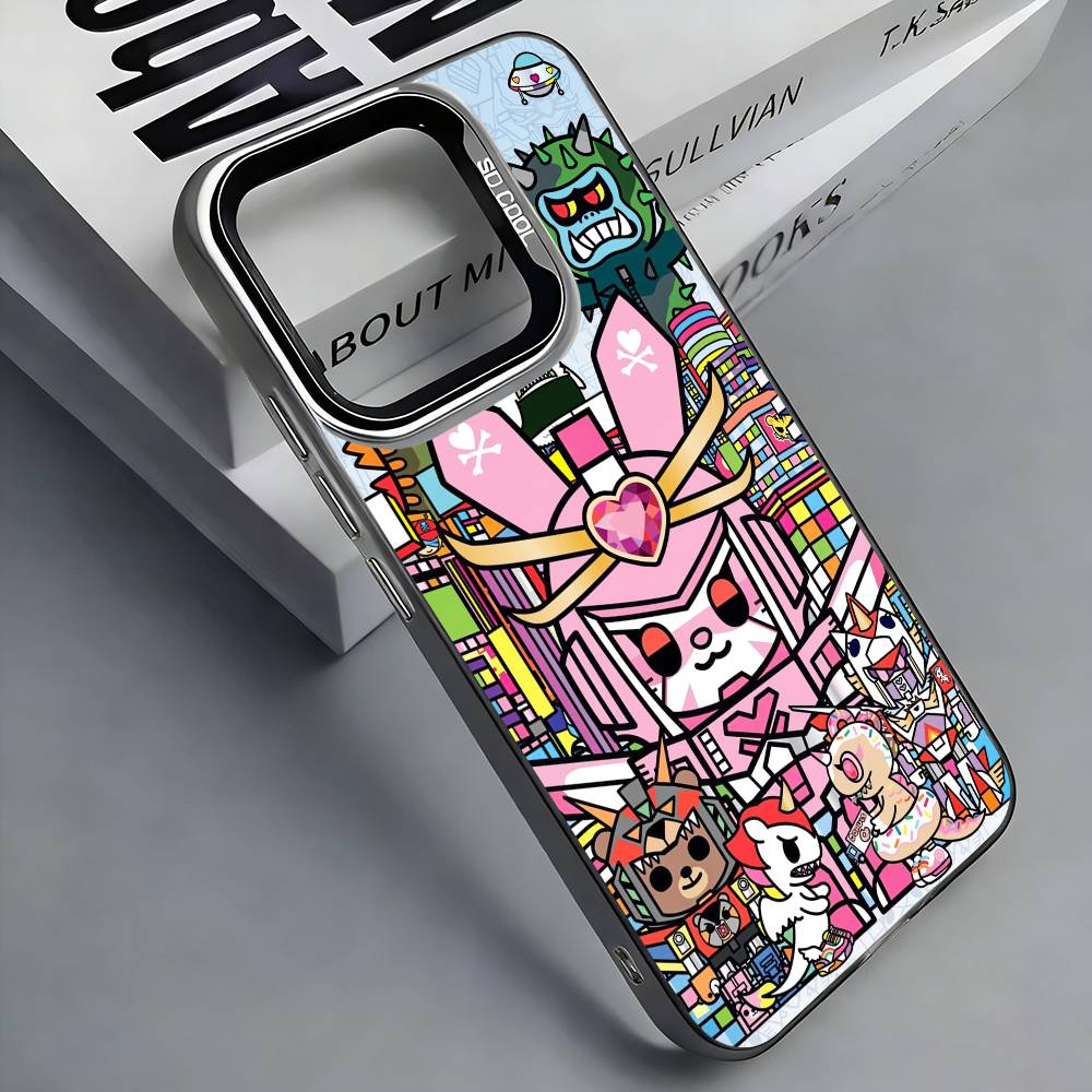 Япония Чехол для телефона Tokidoki для iPhone 17,16,15,14,13,12,11 Plus,Pro Max, Цветной серебристый чехол для телефона