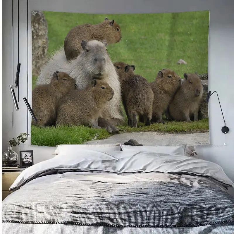 Гобелен с изображением животных капибары, украшение для офиса, гостиной, настенный гобелен для дома