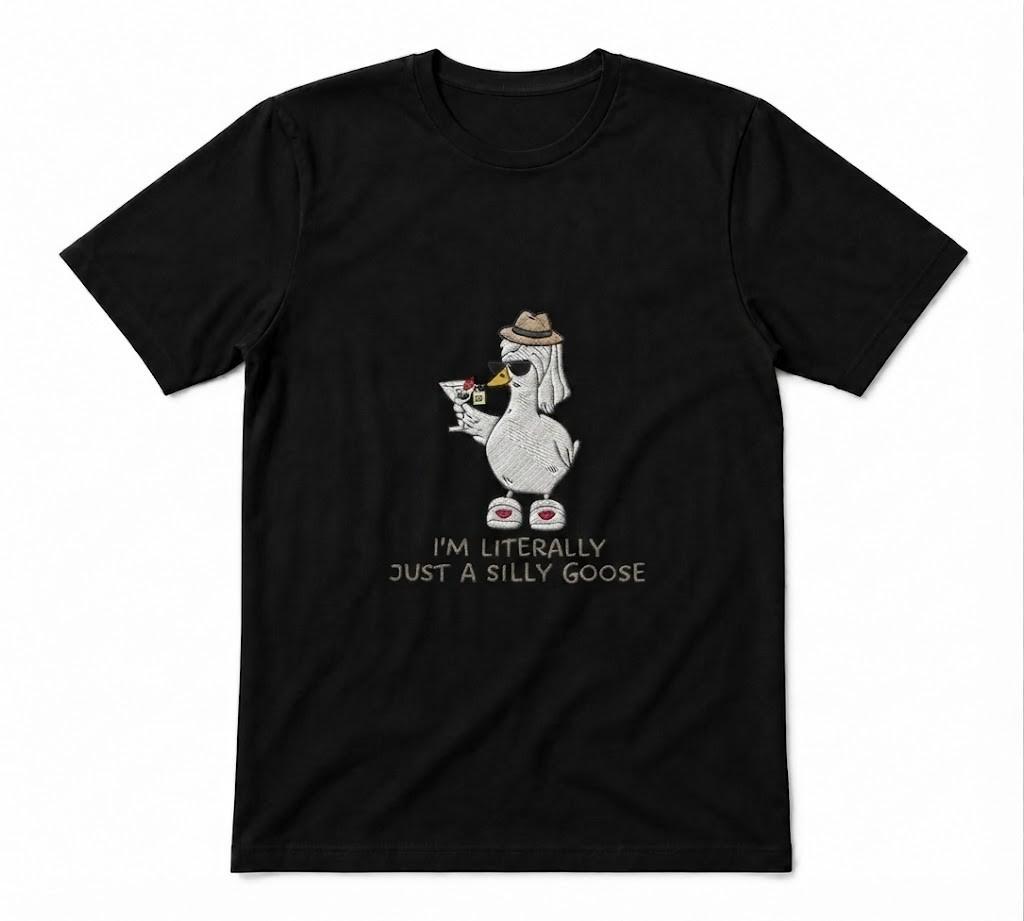 I’m Literally Just A Silly Goose Cute Goose Funny Unisex Black T-shirt