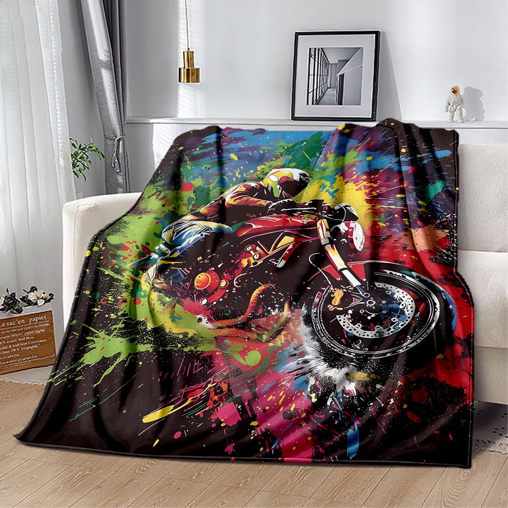 Motocross Adventure Sport Flannel Blanket - Soft and Suitable for Sofas, Beds, Offices, Travel, All Seasons, and The Best Gift for The Holidays.