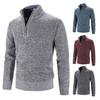 Men Sweater Coat Half Zipper Knit Elastic Long Sleeves Stand Collar Outerwear