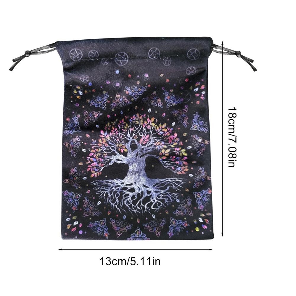 Moon Phase Pattern Tarot Pouch With Drawstrings Flannel Tarot Deck Storage Bag For Tarot Accessories Oracle Decks Dice Runes