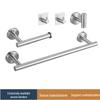 Stainless Steel Punch-Free Bathroom Towel & Paper Rack Set with Hooks & Rings