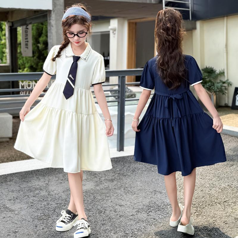Girls' Summer Dress 2026 New Style Girls' Stylish Short Sleeve College Style POLO Skirt