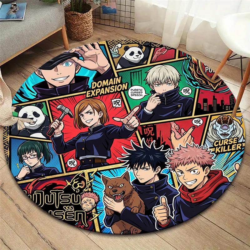 Ковер с круглым ворсом Jujutsu Kaisen Ковер для гостиной, спальни, дивана, игровой комнаты Декор Нескользящий коврик для пола