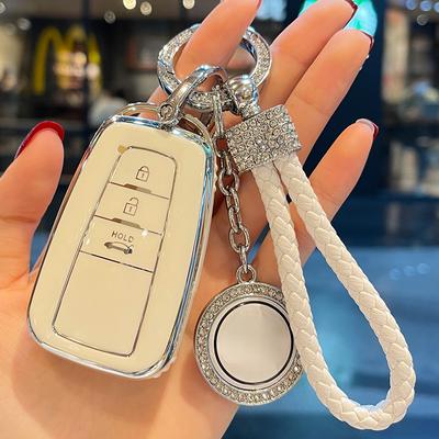 Кожаный чехол для ключей с веревочным кольцом для Toyota Prado Land Cruiser Highlander CROWN HARRIER RAV4 C-HR Camry ALLION COROLLA Prius
