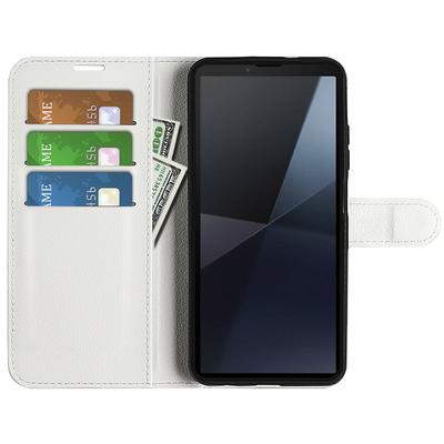 Чехол-кошелек из кожи с текстурой личи для Sony Xperia 10 VI