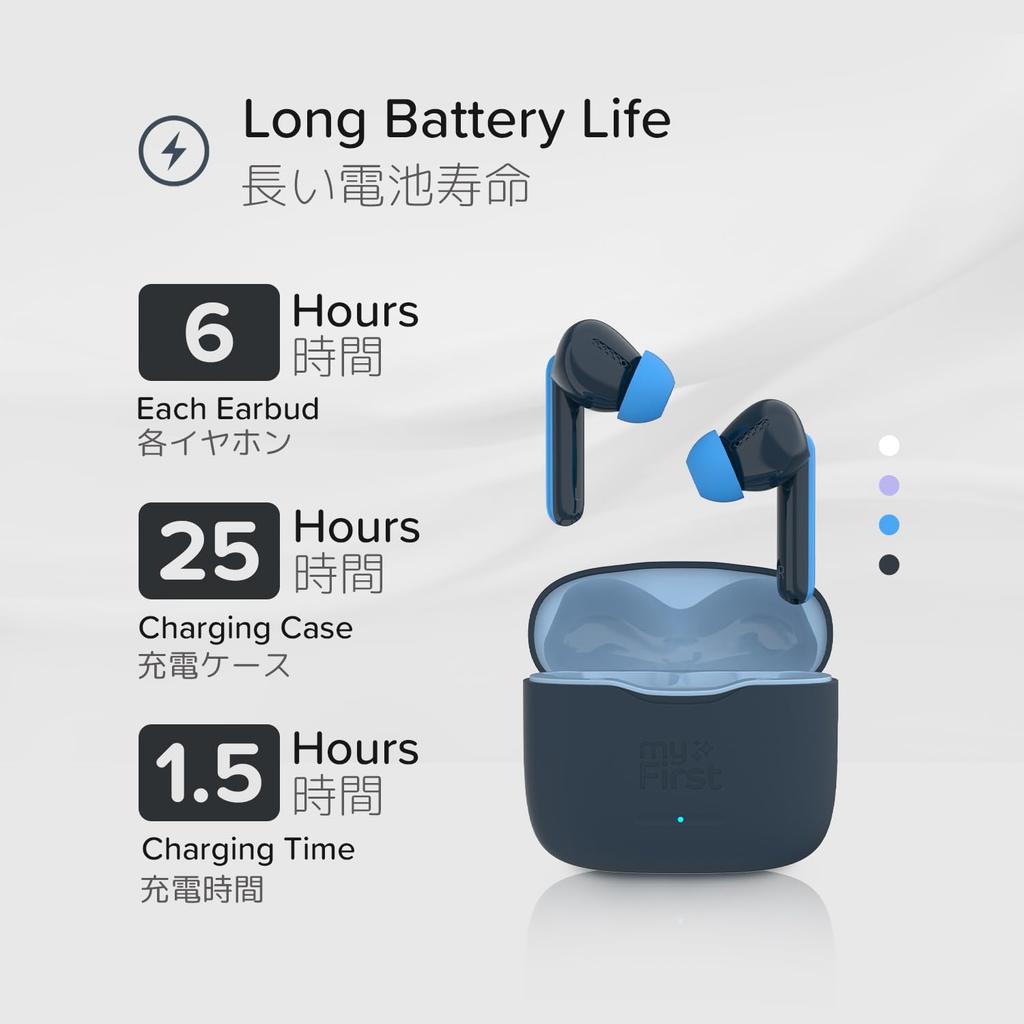 MyFirst Carebuds Детские внутриканальные наушники с ограничением громкости, автоматическим режимом окружающего звука, сенсорным управлением, безопасной батареей, чистым звуком и защитой от выпадения