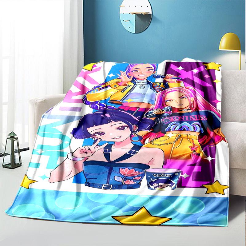 KPop Demon Hunters Pattern Blanket for Home Decoration, Bed, Sofa, Car Travel, Camping, Suitable for All Seasons, Birthday Christmas Gift