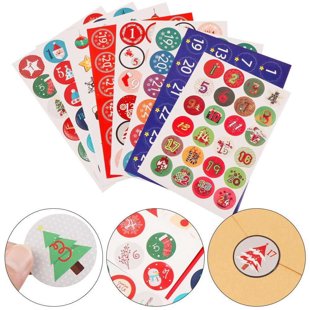 Biscuit Candy Self Adhesive Advent Calendar Number Christmas Label Paper Sticker Packaging Labels